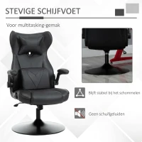 HOMCOM gamestoel computerstoel lendenkussen in hoogte verstelbaar metaal zwart(m-5)