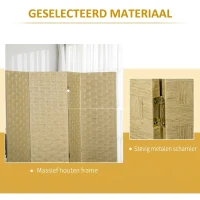 HOMCOM Kamerscherm 4-delig 160 x 170 cm Kamerverdeler van Gevlochten Materiaal voor Woonkamer Bruin(m-5)