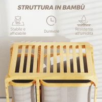 HOMCOM Cestino Portabiancheria in Bambù con 3 Sacchi e Ripiani in Tessuto, 50x32x69.7 cm, color Bambù e Crema(m-7)