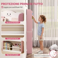 AIYAPLAY Libreria Montessoriana per Bambini 3-6 Anni con Tema Zucchero Filato, 4 Ripiani in Legno, per Cameretta, Rosa(m-5)