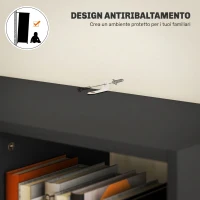 HOMCOM Libreria Moderna in Legno con Cassetto Centrale e Kit Antiribaltamento, 60x26x158 cm, Nero(m-5)