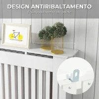HOMCOM Copritermosifone a Doghe in MDF per Casa e Ufficio, 112x19x81 cm, Bianco(m-6)