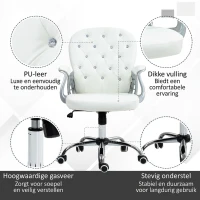 Vinsetto Bureaustoel, Ergonomische Bureaustoel met Armleuning, Gevoerde Rugleuning Wit(m-5)