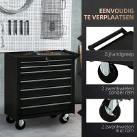 DURHAND Gereedschapswagen, 2 kleine & 5 grote lades, staal, tot 150 kg, 69 x 33 x 75 cm, rood(m-6)