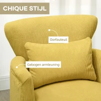 HOMCOM Moderne gevulde accentfauteuil met lendenkussen, rubberhouten poten - geel(m-6)