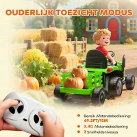 AIYAPLAY Elektrische Kindertraktor, Oprij-Traktor met Afstandsbediening, Zachte Start, voor Kinderen in de leeftijd van 3-8 Jaar, Groen(m-6)