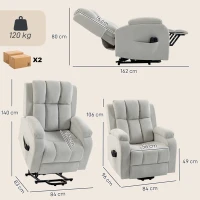 HOMCOM Fauteuil électrique releveur Zero-gravity, chauffant et massant 8 points, 2 moteurs, velours, Gris clair(m-3)