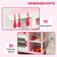 AIYAPLAY Speelkeuken met houten accessoires, keukentoestellen, compact, geluiden, roze(m-6)