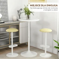 HOMCOM stół barowy, wysoki, Ø60 x 102 cm, okrągły stolik na przyjęcia, stolik do salonu i jadalni, stalowy, biały(m-4)