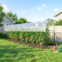 Outsunny Serre de jardin serre à tomates 7 arceaux en acier bâche en plastique 6 x 1,23 x 1,71 m vert(m-12)