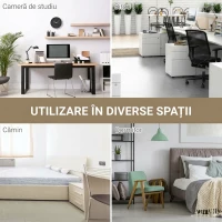 HOMCOM Birou Calculator, Masă de Birou Modernă cu Picioare din Metal Alb, Stil Scandi, Culoare Stejar(m-6)