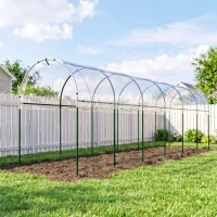 Outsunny Serre de jardin serre à tomates 7 arceaux en acier bâche en plastique 6 x 1,23 x 1,71 m vert(m-2)