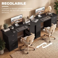 HOMCOM Scrivania PC con 3 Ripiani e 3 Cassetti per Camera e Ufficio, in Legno MDF, 120x49x72 cm, Nera(m-6)