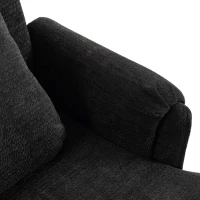 HOMCOM Cadeirão Individual em Chenille Acolchoado para Sala com Pés em Metal e Bolso Lateral, Preto(m-13)