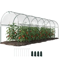 Outsunny Serre de jardin serre à tomates 7 arceaux en acier bâche en plastique 6 x 1,23 x 1,71 m vert(m-14)