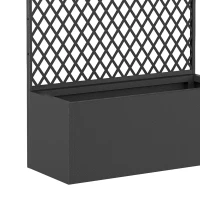 Outsunny Jardinière avec Treillis 110 L, Brise-Vue Paravent pour Plantes Grimpantes, Trous de Drainage, 90x37,5x180cm, Noir(m-11)