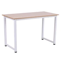 HOMCOM Birou Calculator, Masă de Birou Modernă cu Picioare din Metal Alb, Stil Scandi, Culoare Stejar(m-8)