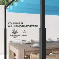Outsunny Gazebo Pergola 4x4 m con Tettuccio Retrattile, 8 Viti e 8 Picchetti in Alluminio, Poliestere e Metallo, Bianco(m-5)