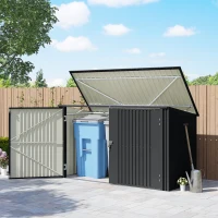 Outsunny Copribidoni in Acciaio per 3 Cassonetti da 240L con 2 Porte e Coperchio, 233x105x118.5/133 cm, Grigio Scuro(m-2)