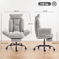 HOMCOM Executive Office Chair Height Adjustable Desk Chair Reclining Flip-up Armrest Footrest, Light Grey(m-3)