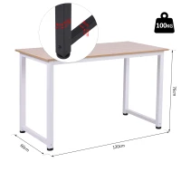HOMCOM Birou Calculator, Masă de Birou Modernă cu Picioare din Metal Alb, Stil Scandi, Culoare Stejar(m-3)