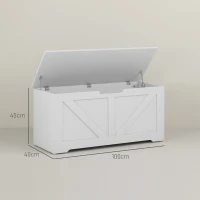 HOMCOM Cassapanca in Legno con Cerniere di Sicurezza, Panca Contenitore Capacità 127L, 100x40x45cm, Bianco(m-3)