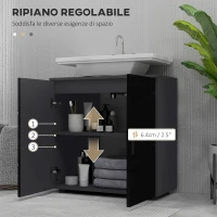 kleankin Mobile Sottolavabo Bagno in Legno con Armadietto 2 Ante, 60x30x60cm, Nero(m-5)