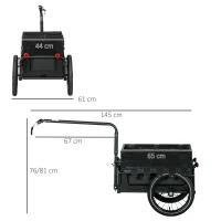 HOMCOM Steel Trailer for Bike, Bicycle Cargo Trailer with 65L Foldable Storage Box and Safe Reflectors, Max Load 40KG, Black(m-3)