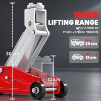 HOMCOM Low Profile Jack, 2 Ton Hydraulic Car Jack for Car Trailer Garage Tyre Repair, Red(m-4)