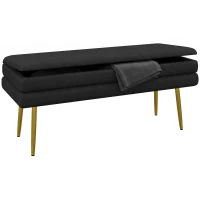 HOMCOM Sitzbank Polsterbank, mit Stauraum, Stahl, 100 cm x 37,5 cm x 42 cm, Schwarz(m-12)