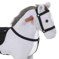 AIYAPLAY Cavalo de Brincar com Rodas, Sons de Cascos, Música, Pedais e Pegas, Estrutura em Metal, +3 Anos, 50 kg, Cinzento(m-6)
