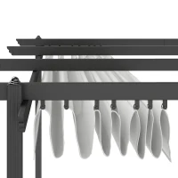 Outsunny Gazebo Pergola 4x4 m con Tettuccio Retrattile, 8 Viti e 8 Picchetti in Alluminio, Poliestere e Metallo, Bianco(m-8)