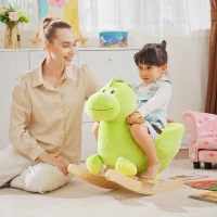 HOMCOM Cavallo a Dondolo per Bambini in Legno Dinosauro, Cavalluccio per Bambini, 60x33x45cm, Verde(m-8)