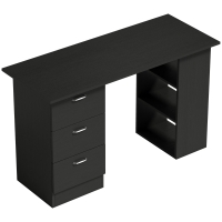 Birou PC cu 3 rafturi și 3 sertare din MDF negru