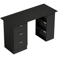 HOMCOM Birou PC cu 3 Rafturi și 3 Sertare pentru Cameră și Birou, din Lemn MDF, 120x49x72 cm, Negru(m-1)