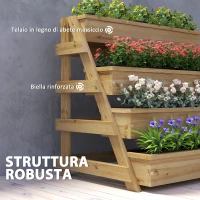 Outsunny Fioriera Rialzata a 4 Livelli con Fori di Drenaggio e Tessuto non Tessuto, in Legno di Abete, 75x57x60.5 cm(m-7)