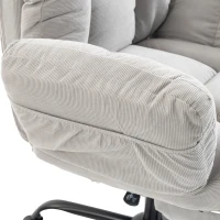 HOMCOM Executive Office Chair Height Adjustable Desk Chair Reclining Flip-up Armrest Footrest, Light Grey(m-11)