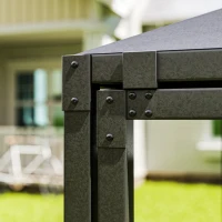 Outsunny Gazebo da Giardino Estensibile con Ruote e Copertura in Poliestere UPF30+,  3x3 m/3x5.6 m, Grigio(m-9)