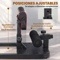 HOMCOM 3-en-1 Máquina Equipo de Sentadilla para Ejercicios Abdominales Tablero Supino Multifuncional Máquina de Piernas Ayuda en Cuclillas Negro(m-5)