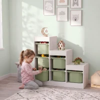 AIYAPLAY Scaffale Portagiocattoli a 3 Livelli con 6 Contenitori per Bambini da 3-8 Anni, 96x38.5x90cm, Verde(m-12)