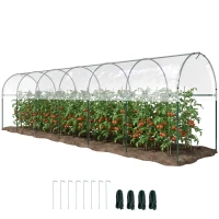 Outsunny Serre de jardin serre à tomates 7 arceaux en acier bâche en plastique 6 x 1,23 x 1,71 m vert(m-13)