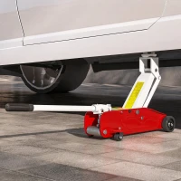 HOMCOM Low Profile Jack, 2 Ton Hydraulic Car Jack for Car Trailer Garage Tyre Repair, Red(m-9)