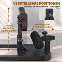 HOMCOM Sissy Squat Kniebeugentrainer Beintrainer Bauch-Gesäß-Trainer 3 in 1 Trainer verstellbar bis 120 kg Stahl Schwarz 50 x 97 x (44,5–56,5) cm(m-5)