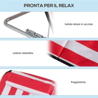 Outsunny Set 2 Lettini Spiaggia Pieghevoli con Schienale Regolabile a 5 Livelli e Borsa, Rosso(m-6)