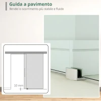 HOMCOM Porta Scorrevole in Vetro Smerigliato e Satinato con Binario e Maniglia per Bagno Cucina 210cm(m-5)