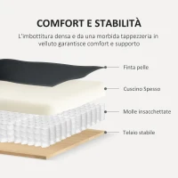 HOMCOM Divano 3 Posti Stile Chesterfield Trapuntato con Molle Insacchettate, Finta Pelle, 213x86x79 cm, Nero(m-5)