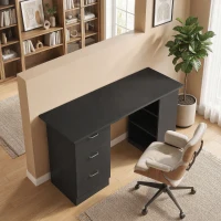 HOMCOM Scrivania PC con 3 Ripiani e 3 Cassetti per Camera e Ufficio, in Legno MDF, 120x49x72 cm, Nera(m-9)