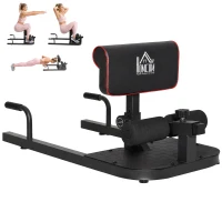HOMCOM 3-en-1 Máquina Equipo de Sentadilla para Ejercicios Abdominales Tablero Supino Multifuncional Máquina de Piernas Ayuda en Cuclillas Negro(m-12)