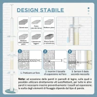 PawHut Albero Tiragraffi per Gatti a Soffitto con Palo Regolabile da 225-255 cm, Pallina e Piattaforme, Bianco(m-7)