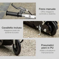 HOMCOM Monopattino Pieghevole per Bambini 7-12 Anni da 120W con Freno e Cavalletto, 75x37x98 cm, Nero(m-7)